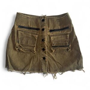 Dolls Kill Darker Wavs khaki mini skirt